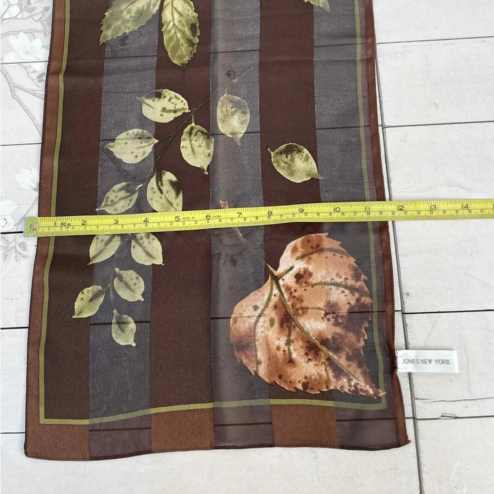 Jones New York Brown Leaf Print Scarf